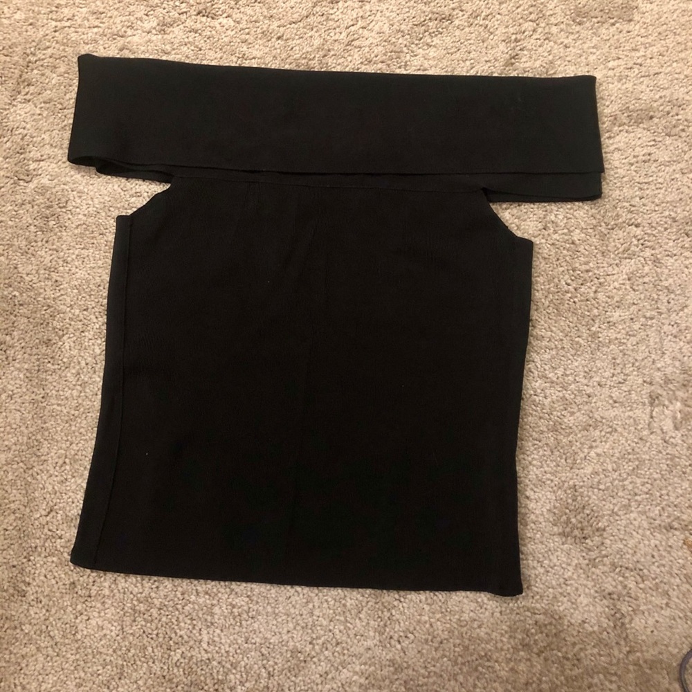 off shoulder little black knit top